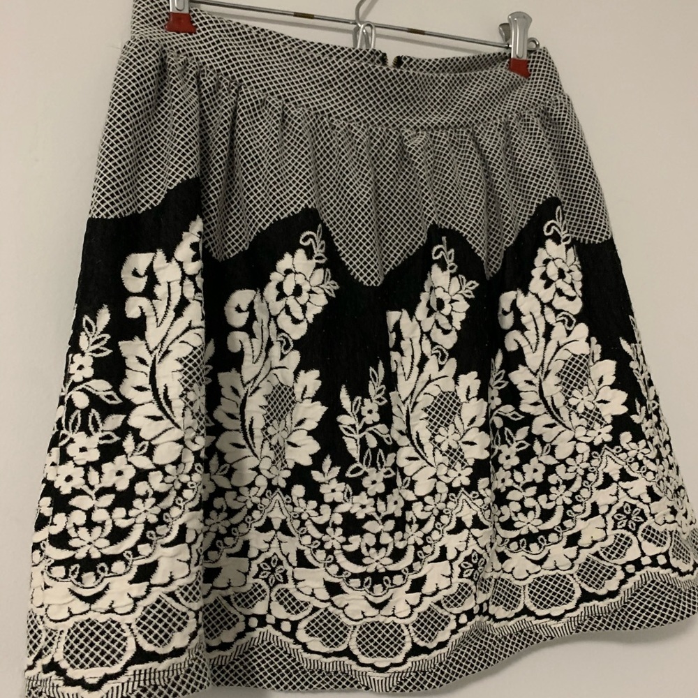 Floral Black and White Skirt